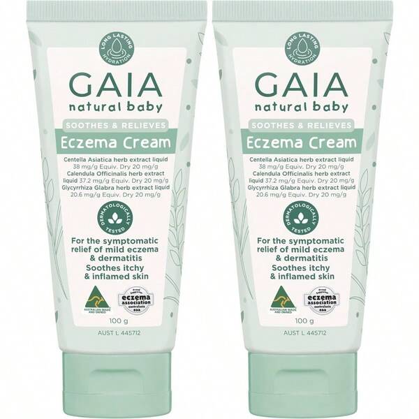 GAIA Skin Natural Baby Eczema Cream Calendula Colloidal Oatmeal Jojoba Steroid Free Cruelty Free Mild Eczema Dermatitis Australian Made 100g Pack Of 2