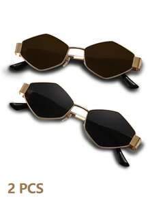 Women's Metal Frame Oval/Polygon Fashion Fashion Glasses (Half Frame), Suitable For Daily Wear, Summer Beach, Outdoor Travel And Other Outdoor Activities