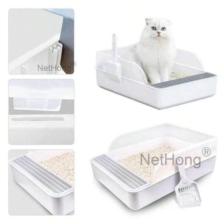 Extra Large Open Cat Litter Tray High Sided Deep Jumbo Rim Pan Box Loo Toilet UK Cat  Litter  Box Litter  Box - por defecto - Añade 4