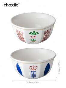 choxila 1pc Middle Eastern/Saudi Style Dessert Bowl, Palm Tree/Tulip Pattern, Suitable For Nuts, Yogurt, Fruit Salad, Tray, Plate, Ceramic Material, Large Capacity, Holiday Gift, Suitable For Afternoon Tea, Family Gathering, Office Use, Catering - White - View 6