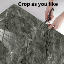 1 卷豪华大理石纹自粘壁纸，防水、防潮、防油、易清洁、无缝图案匹配，适用于客厅、卧室、浴室、厨房和楼梯，墙面装饰 | 无缝墙面设计 | 防水壁纸 - 深灰色 - 查看 11