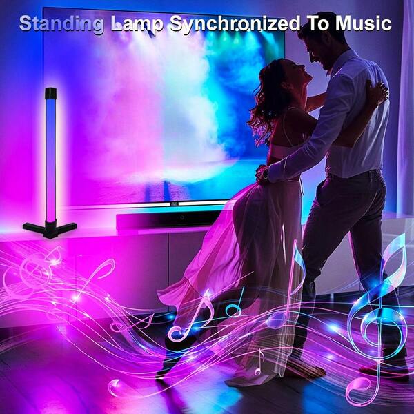 1pc Fashionable Smart Floor Lamp, Supports App & Remote Control, 16 Million Color Tones, Music Sync, Adjustable, Wireless USB Powered, Suitable For Living Room, Bedroom, Gaming Room (40cm/15.75in, Black), Bedroom Decor Lighting, Fashionable Home Decor, Polished Finish, USB Powered, Home Decoration