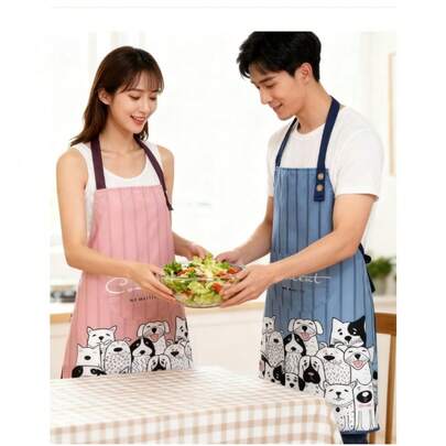 Women's Fashion Apron For Kitchen And Cooking, Cute Canvas Home Apron With Waist Protection For Housework And Domestic Work