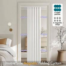 Accordion Style Magnetic Folding Door Curtains DoorwaysCloset, Room Divider Pleated Drapes With Hooks Interior Living RoomBedroomOpen Closet, White, W39x L78 Inches, 1 Panel - 39"W X 78"L (Pack Of 1) + White - View 2