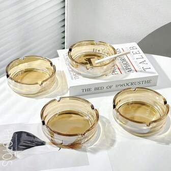 4 件套经典创意家居卧室酒店办公室高档圆形玻璃烟灰缸