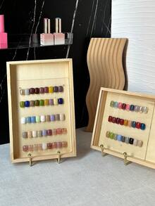 Wooden Nail Art Jewelry Storage Box, Wearable Nail Display Box, Transparent Nail Art Accessories Tool Storage Box, Pull-Out Box, Dust-Proof Box, Nail Art Display And Storage Tool, Metal Display Rack - Multicolor - View 5