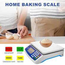 LIPETY High-Precision Electronic Kitchen Scale With 30kg Capacity And 1g Accuracy, LCD Backlight Display, Baking Scale, Medicinal Scale, Multi-Function Counting Scale, Home And Commercial Plastic Scale (Backlight And Tare Function) - White - View 3