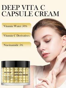 140g Crema en cápsulas con Vitamina C y Niacinamida, blanqueadora, hidratante, antienvejecimiento y reafirmante para todo tipo de piel. Crema hidratante estilo coreano para el cuidado nocturno, perfecta como regalo para Navidad, Halloween, Acción de Gracias y viajes.
