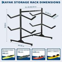 PeakPursuit Freestanding Kayak Storage Rack, Heavy Duty Kayak Racks For Garage And Outdoor Storage, Storage Rack For Kayak, Canoe, Surfboard & Paddleboard  Kayak Storage Rack -Storage Rack For Kayaks Or Canoes - Premium Kayak Stand For Outdoor And Indoor - Heavy Duty Kayak Holder - Adjustable Kayak Storage Stand - Double-sided and Double-layered - View 5