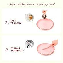 HomeVss Eur-Nordic Shape Raising Rim 20pc Dinnerware Set, Shiny Pink With Speckle Effect - 粉色 - 查看 5