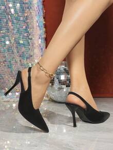 Wiosna/Lato 2025 Nowe buty na obcasie ze szpiczastym noskiem, uniwersalne sandały na cienkim obcasie w stylu francuskim z zakrytymi palcami, dojazdy do pracy i modne