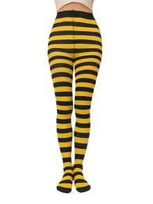 1pc Striped Tights, European & American Popular Christmas Striped Pantyhose, Skinny Mismatched (Fits Up To 130lbs), Cozy - Multicolor - View 40