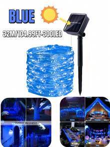 Zewnętrzne lampki solarne, 50/100/150/200/300 LED z miedzianym drutem | Lampki ogrodowe, 8 trybów, gwiaździste światła, wodoodporne, IP65, dekoracyjne lampki świąteczne w kształcie wróżek, na zewnątrz, wesele, do domu, na wesele, do ogrodu, na trawnik, na imprezę, na Halloween (ciepła biel/biel/kolorowe/czerwone/niebieskie/różowe)