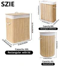 Cesta de lavandería de bambú, cesta de lavandería plegable de gran capacidad con asa, cesta de lavandería rectangular/redonda, ahorra espacio en dormitorios, baños, salas de lavandería, etc., un imprescindible para el hogar. Cesta de lavandería, cesta de lavandería, cesta de almacenamiento de baño, cesta, cesta de almacenamiento, cesta de lavandería plegable, cesta de almacenamiento.