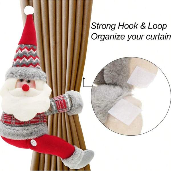Christmas Curtain Buckle Christmas Window Decorations Cartoon Curtain Tieback Curtain Hook For Living Room Bedroom Home Decor (Santa Claus And Snowman Style)