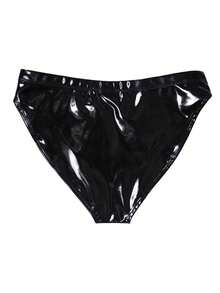 Women's Shiny Wet Look PVC Leather Boxer Briefs High Waisted Underwear Shorts Panties Women's Metallic Rave Bottoms Low Rise Shiny Panties For Festival Clubwear Costumes Metallic High Waisted Booty Shorts Women's Shiny Cheeky Dance Festival Rave Bottoms - màu đen - Xem 3