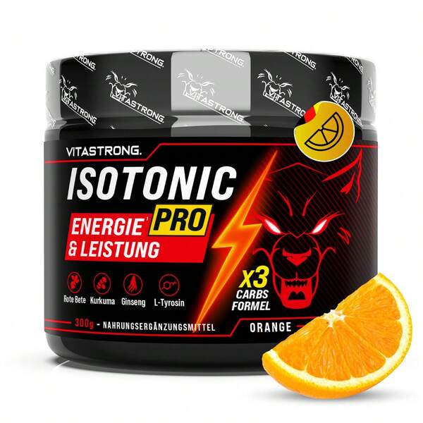 Vitastrong Isotonic PRO Energy & Performance, 300 g Orangengeschmack, isotonische Getränkemischung in Pulverform, mit Elektrolyten und ausgewählten Kohlenhydraten, für Sport und längere körperliche Anstrengung