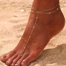 1 Elegant And Refined Women's Metal Beaded Anklet, The Perfect Accessory For A Beach Vacation Or Wedding Party, Hand-Customized Length And Bead Count - Gold - View 4
