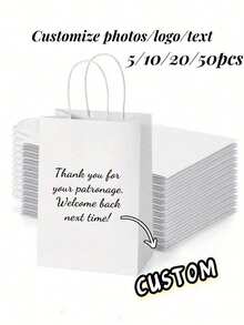 1/5/10 chiếc Túi quà tặng tùy chỉnh, Túi giấy có tay cầm, Túi giấy cỡ nhỏ và vừa có thể tái sử dụng, Túi đựng sản phẩm bán lẻ, Túi quà tặng sinh nhật, Túi quà cưới, Túi quà tặng tiệc tùng Phong cách, Đơn giản, Tùy chỉnh, Cá nhân hóa, Độc đáo Dành cho Kỷ niệm, Sinh nhật, Sử dụng hàng ngày, Đám cưới, Lễ tốt nghiệp, Dạ hội, Tiệc tùng, Phong cách thơ mộng, Tình yêu vĩnh cửu - Nhiều màu - Xem 2