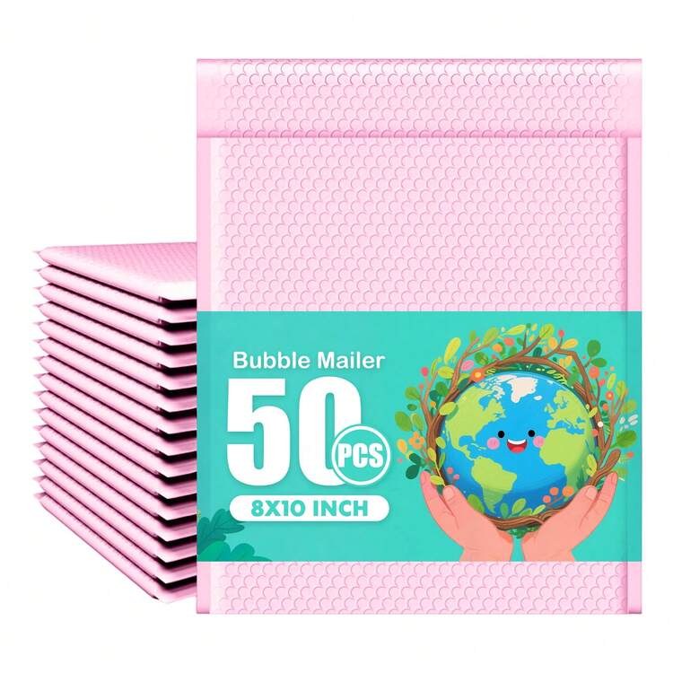 Barelove 50Pack Bubble Mailers Usable Self Seal Padded Mailing Envelopes Waterproof Bubble Padded Mailer For Small Business Mailing Small Items, Yellow - 粉色 - 查看 1