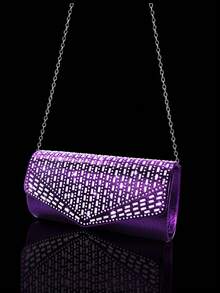 Glitting Luxury Rhinestone Embellished Women's Evening Clutch Bag With Diamondnecklace, Earrings Set, Stylish And Elegant Shoulder Bag And Chain Crossbody Bag For Party Girls, Ladies, Brides, Perfect Charming Evening Dress Bag For Party, Wedding, Prom, Dinner/Banquet. Best New Year And Valentine's Day Gift Set.