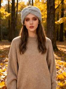 1pc Autumn/Winter Faux Fur Headband, Fashionable Minimalist Criss-Cross Hair Accessory For Women Elegant Scarf Warm Hair Bands Women Bandanas