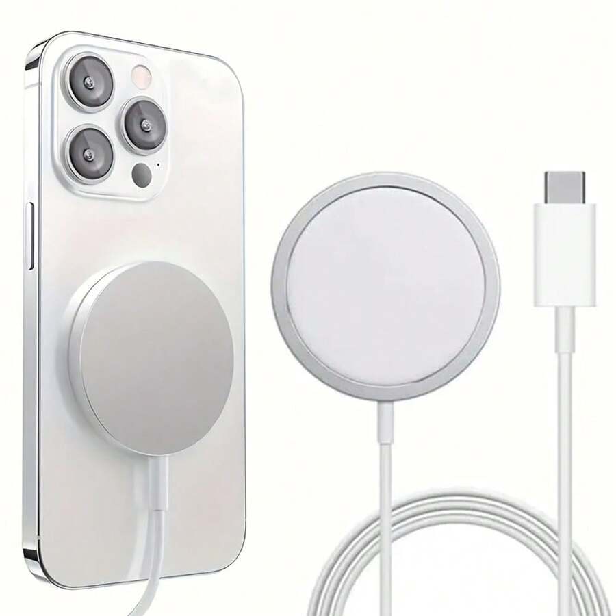 Cargador inalámbrico magnético de 15W compatible con iPhone 17 Pro Max/17 Pro/17 Air/17/16/15/14/13/12/11 Series - Blanco - Ver 1