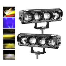 2 piezas auxiliary LED Headlight with 5 Modes, Motorcycle & Car LED Light,Strobe Light, Blue Light, Four-Light Design - Negro - Ver 9