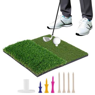 Golf Practice Mat 16"X17" Dual-Turf Golf Hitting Mat Portable Training Matt Indoor Outdoor Chipping Putting Training Mats For Backyard Garage Gift For Golfers, Beginners & Pros