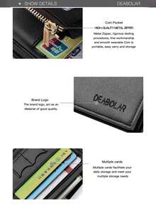 1pc Simple Yet Fashionable Men's 3-Fold Zipper Short Wallet, Multifunctional Business Card Holder Wallet, Best Gift For Men, Solid Color PU Leather - Multicolor - View 3