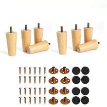 8pcs Wooden Furniture Legs, Round Shaped Natural Wood Color, Replacement Legs For Furniture Like Bedside Tables, TV Cabinets, Footboards, Chairs, Sofas, Cabinets, Bed Frames, Dressers, Medieval Style
