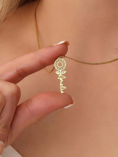 1 Collar con nombre personalizado, elegante collar con nombre personalizado, joyería de acero inoxidable simple, regalo perfecto para mujeres, colgante con nombre de moda, adecuado para regalos de dama de honor de boda, cumpleaños, aniversarios, Navidad, regalos de Halloween