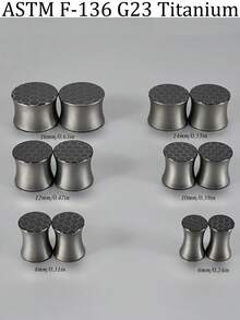 1 par de túneles y tapones para las orejas con patrón de panal, de aleación de titanio F-136, con forma redonda y ensanchada, expansión del calibre de la oreja, joyería de perforación resistente, pendientes de silla de montar, joyería unisex de estilo punk simple para uso diario