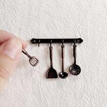 4sets 1:12 Dollhouse Accessories Miniature Kitchen Cooking Utensils Set, Pots, Pans, Spoons