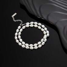 1pc Punk Style The Glass Pearls Weater Chain Necklaces For Men And Women