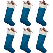 4Pack Stockings 20 Inches Large Vintage Merry Stocking Family Holiday Party Decor And Xmas Tree Fireplace Mantle Decor 4, Multi - Large - Navy Blue-grain-large + 6 - View 1