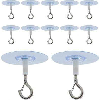 Adhesive Ceiling Hanger Hooks - 2 Drill - fre Sticky Ceiling Hooks stick Ceiling Hooks Heavy Duty Weight Bearing Ceiling Hooks Sticky Eye Hooks Lights Wind Chimes, Ceiling Decora