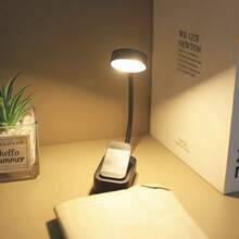 1pc Mini 4 LED Rechargeable Eye-Care Reading Light, 3 Color Temperatures, Dimmable Brightness, Clip-On Book Light, Small Lightweight Clamp Lamp For Bedside, Nursing, Graduation Gift - Black - View 3