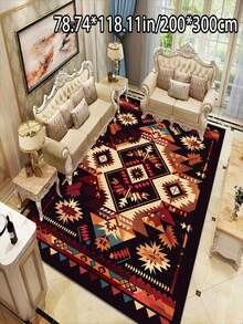 1 pieza Alfombra de terciopelo de cristal súper suave, Estera de estilo vintage bohemio - Suave, antideslizante, almohadilla de poliéster lavable a máquina con patrón geométrico colorido - Multicolor 3 - Ver 22
