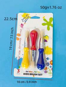 3/6支粗柄猪鬃毛画笔创意儿童绘画画笔套装涂鸦工具 - 彩色 - 查看 10