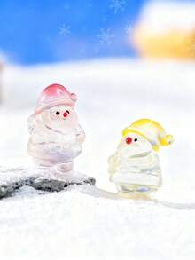 10/20pcs Luminous Mini Resin Santa Claus Figurines, Christmas Glow In The Dark Miniature Cute Santa Claus Ornament For DIY Fairy Garden, Fall, Winter, Thanksgiving, Christmas Decorations, Home Office Desk, Sensory Bins, Collector Displays, Car Interior Accessories, Birthday Party Gifts(Random Color) - Multicolor - View 4