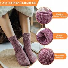 5 Pares Calcetines Hombre y Mujer Invierno,Calcetines Termicos Nieve,Calcetas de Lana Grueso,Calientitos,Cómodos,Calcetines Invierno Frío - Multi B-Mujer - Ver 6