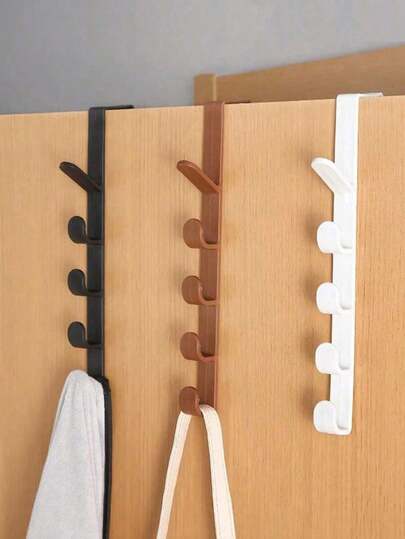 1pc Over The Door Multi-Function Hook Rack, No Drill Storage Hanger For Bedroom, Living Room, Dorm, Bathroom, Home Essentials