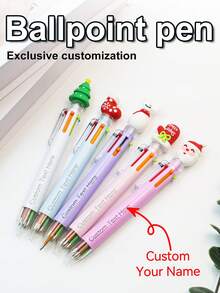 6-Color Customized Personalized Ballpoint Pen, 6-In-1 Multicolor Pen, Cartoon Multicolor Neutral Pen, Simple Portable Multifunctional Writing Pen, Cute Retractable Nurse Pen, Colorful Stationery Pen For Students And Office, Can Customize Your Name And Text, Suitable For Diary, Writing Supplies, Ideal For Mother's Day, Birthday, Teacher's Day, Christmas, Halloween Gifts,Office & School Supplies,Xmas Decoration,Smooth Writing Pen - Six-color Push Ballpoint Pen Type a - View 15