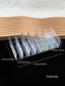 1PC Horizontal Divided Transparent Makeup Storage Box Open Top Flat Design Multi-Slot Base Stable Desktop Display Storage Compatible With Makeup Palettes Nail Art Accessories Home Vanity Organization - Multicolor - View 5