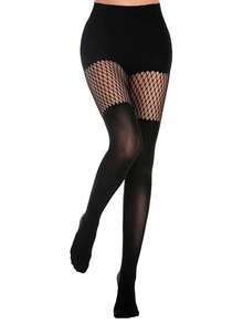 3双性感镂空连裤袜，镂空吊带渔网袜，夜店哥特风黑色蕾丝渔网袜，适合搭配连衣裙，圣诞礼物 - 彩色 - 查看 14