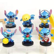 6 قطع دمى ستيتش الموسيقية من ديزني من البي في سي مرخصة رسميًا، زينة كعكة الزفاف، ديكورات عيد الميلاد، تماثيل قابلة للجمع، تماثيل صغيرة، هدايا عيد الميلاد، هدايا الهالوين، ديكورات الهالوين، هدايا الحفلات