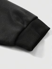 男士连帽夹克，带面罩，拉法帽式防护设计，秋冬季户外骑行跑步运动外套，侧边口袋方便实用，宽松版型 - 黑色 - 查看 5