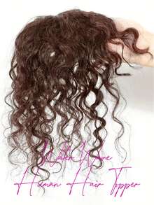 Tóc giả kẹp mái màu nâu nhạt, sóng nước ngắn, xoăn, có mái, dài 8-10 inch, làm từ tóc thật, tóc giả kẹp mái màu nâu nhạt số 4, tóc giả liền mạch vô hình, dùng hàng ngày cho nữ - S4 - Xem 1