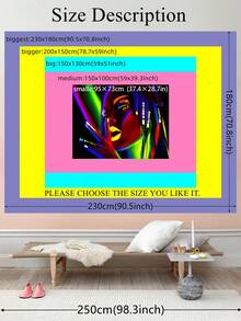 لوحة جدارية ذات خلفية سوداء للغرفة والمعيشة وحفلات الأعياد، مزينة بفن الوجه واليد المتفاعل مع الأشعة فوق البنفسجية